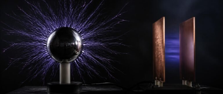 Electrostatics NEET PYQ analysis shown as a charged metal sphere with field lines and capacitor plates