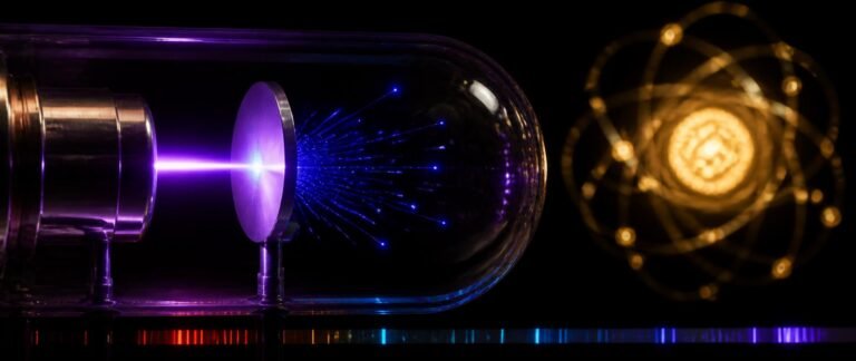 Modern physics NEET PYQ analysis shown as light ejecting electrons from metal with an atom model behind