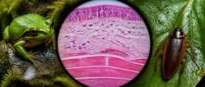 Structural organisation in animals NEET PYQ analysis showing a frog, a cockroach and a microscope view of animal tissues